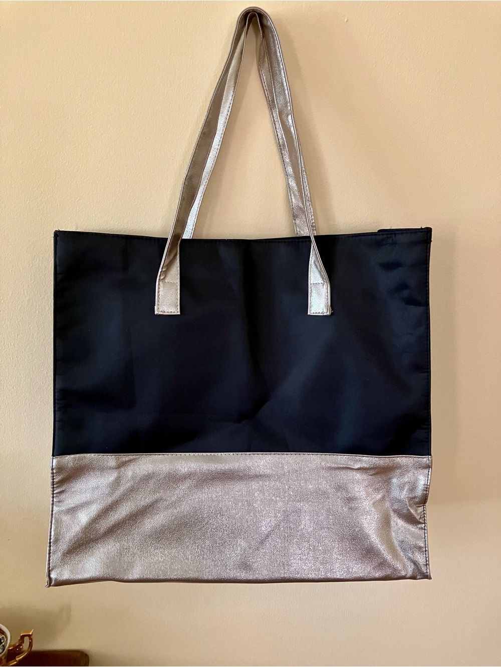 Everyday Black and Metallic Gold Tote Bag